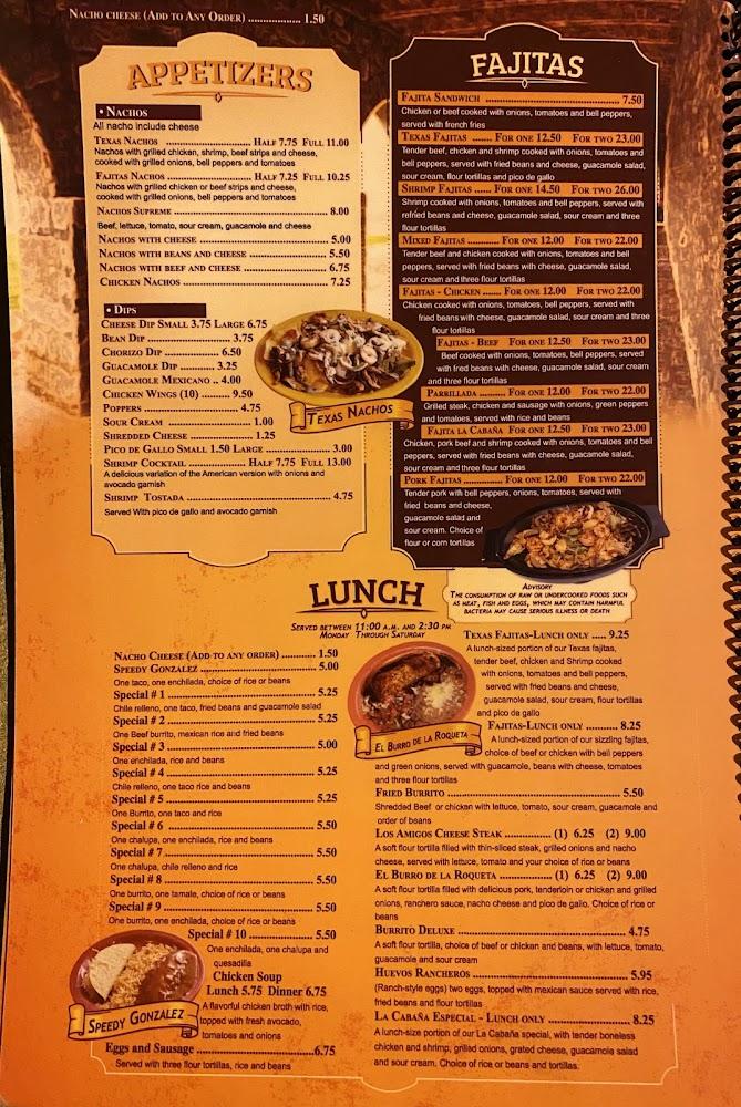La Cabana Mexican Restaurant Menu image 4